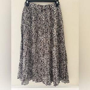 A New Day Black and Gray Animal Print A-Line Skirt